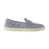 Tory Burch Light Blue Loafers With Logo Plaque On The Front And Slip-on Design In Suede Woman In Blue