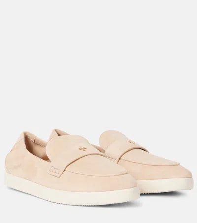 Tory Burch Ballet Sports Suede Loafers In Sand Dunes