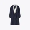 Tory Burch Balloon Sleeve Cotton Tunic Dress In Blue