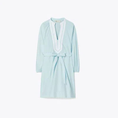 Tory Burch Balloon Sleeve Cotton Tunic Dress In Sky Blue