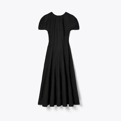 Tory Burch Balloon Sleeve Linen Dress In Black