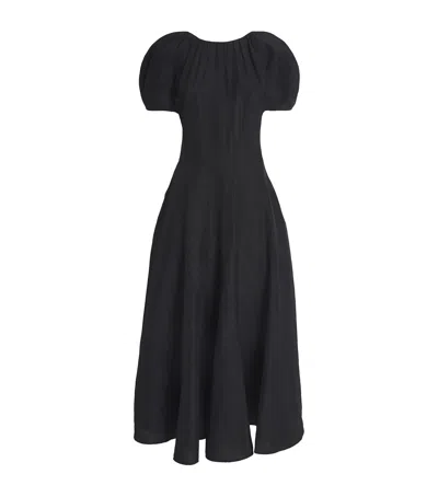 Tory Burch Balloon Sleeve Midi Dress In Black