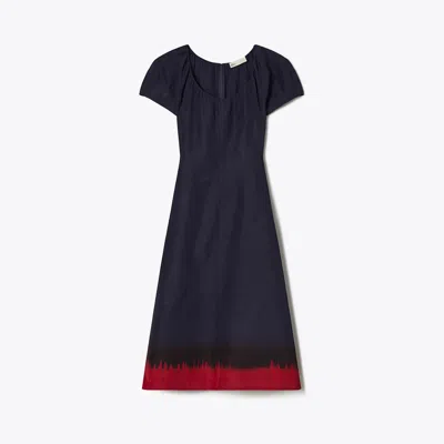 Tory Burch Midi Dress With Balloon Sleeves In Blue