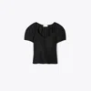Tory Burch Balloon Sleeve Viscose Top In Black