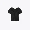 Tory Burch Balloon Sleeve Viscose Top In Black
