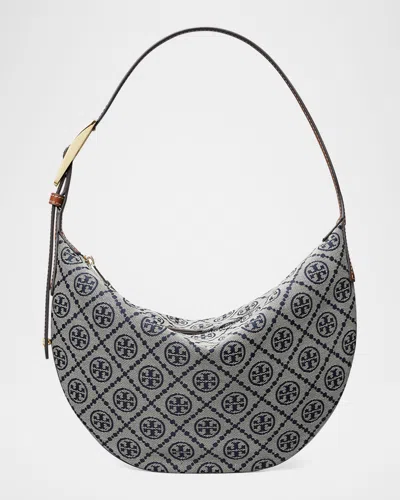 Tory Burch Balloon Small T Monogram Jacquard Shoulder Bag In Blue
