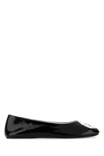 Tory Burch Black Leather Reva Ballerinas
