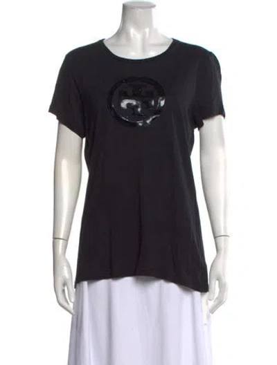 Pre-owned Tory Burch Bamboo Graphic Print T-shirt In Black