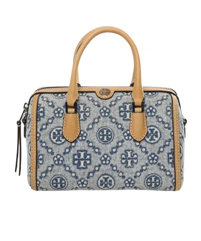 Tory Burch Barrel Patterned Top-handle Tote Bag In Blue
