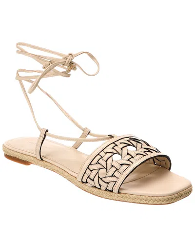 Tory Burch Basketweave Leather Espadrille Sandal In White