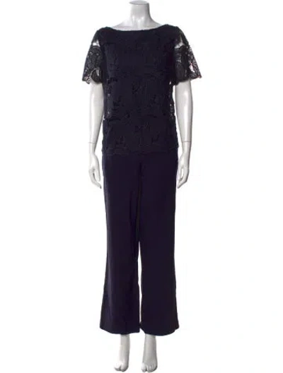 Pre-owned Tory Burch Bateau Neckline Jumpsuit In Blue