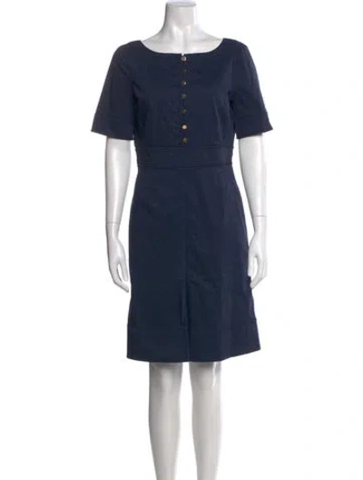 Pre-owned Tory Burch Bateau Neckline Knee-length Dress In Blue