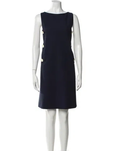 Pre-owned Tory Burch Bateau Neckline Knee-length Dress In Blue