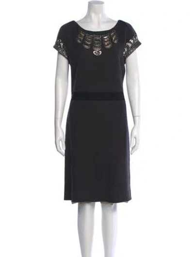 Pre-owned Tory Burch Bateau Neckline Knee-length Dress In Gray