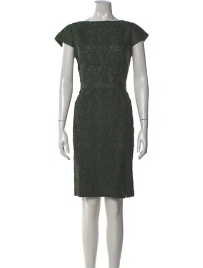 Pre-owned Tory Burch Bateau Neckline Knee-length Dress In Green
