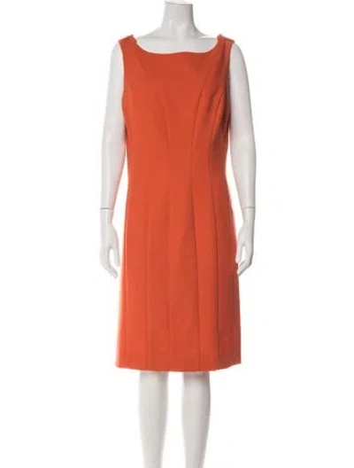 Pre-owned Tory Burch Bateau Neckline Knee-length Dress In Orange