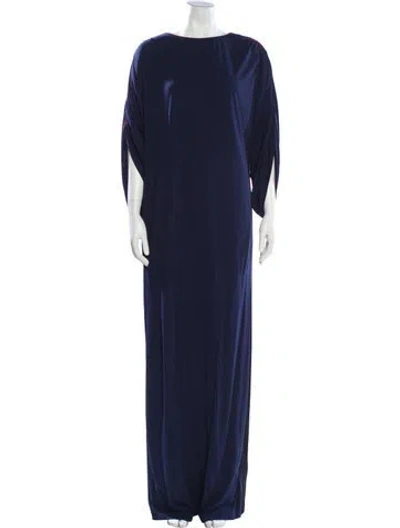 Pre-owned Tory Burch Bateau Neckline Long Dress In Blue
