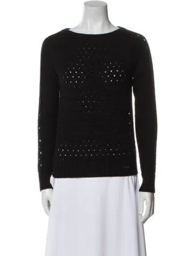 Pre-owned Tory Burch Bateau Neckline Long Sleeve Sweatshirt In Black