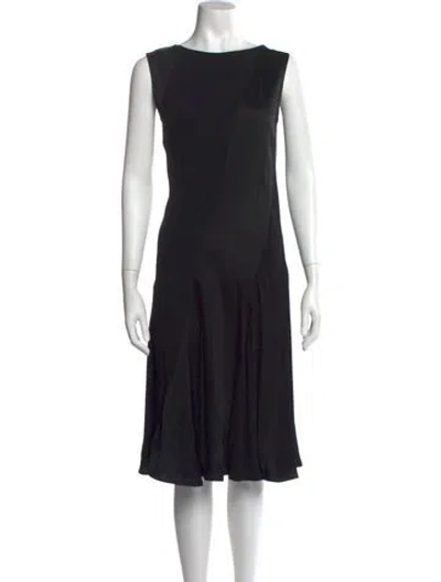 Pre-owned Tory Burch Bateau Neckline Midi Length Dress In Black