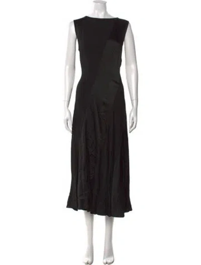 Pre-owned Tory Burch Bateau Neckline Midi Length Dress In Black