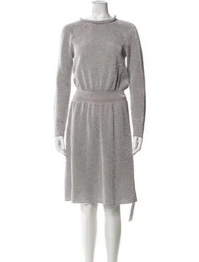 Pre-owned Tory Burch Bateau Neckline Midi Length Dress In Gray
