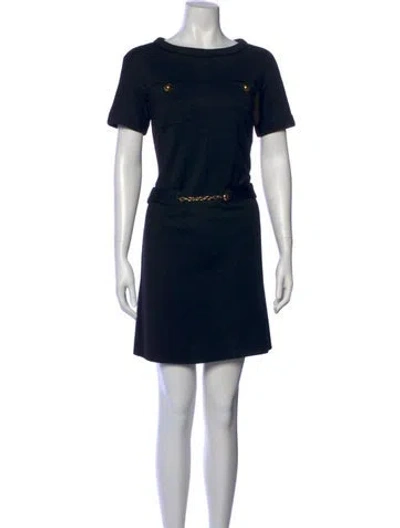Pre-owned Tory Burch Bateau Neckline Mini Dress In Blue