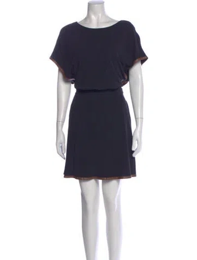 Pre-owned Tory Burch Bateau Neckline Mini Dress In Blue