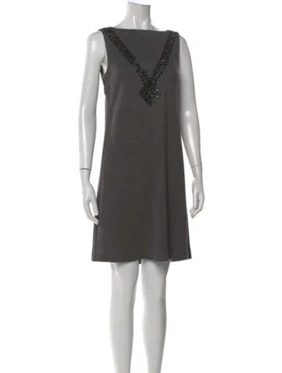 Pre-owned Tory Burch Bateau Neckline Mini Dress In Gray