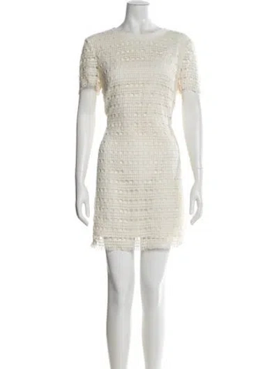 Pre-owned Tory Burch Bateau Neckline Mini Dress In Neutral