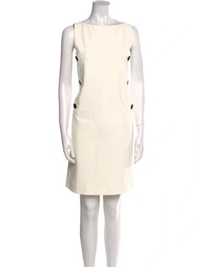 Pre-owned Tory Burch Bateau Neckline Mini Dress In White