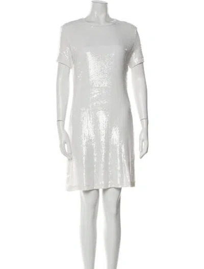 Pre-owned Tory Burch Bateau Neckline Mini Dress In White