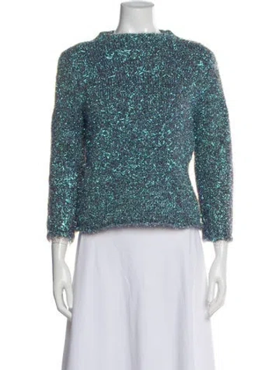 Pre-owned Tory Burch Bateau Neckline Sweater In Blue