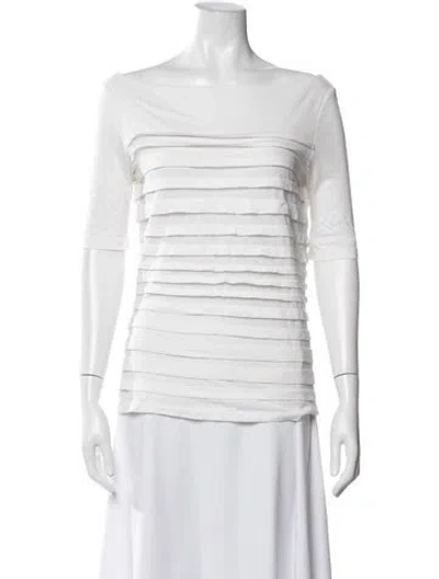 Pre-owned Tory Burch Bateau Neckline Three-quarter Sleeve Top In White