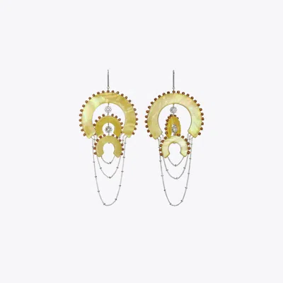Tory Burch Bead And Resin Chandelier Earrings In Gold