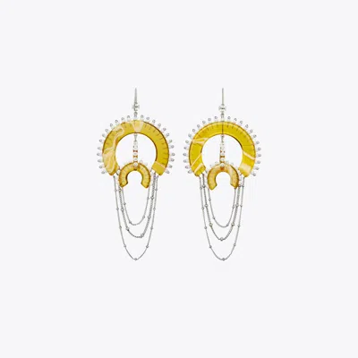 Tory Burch Bead And Resin Chandelier Earrings In Gold