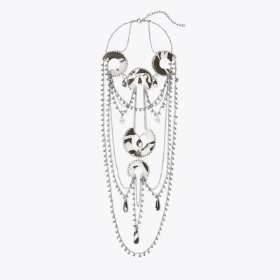 Tory Burch Bead And Resin Necklace In Metallic