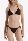 Tory Burch Bead-embellished Bikini Bottom In Brown