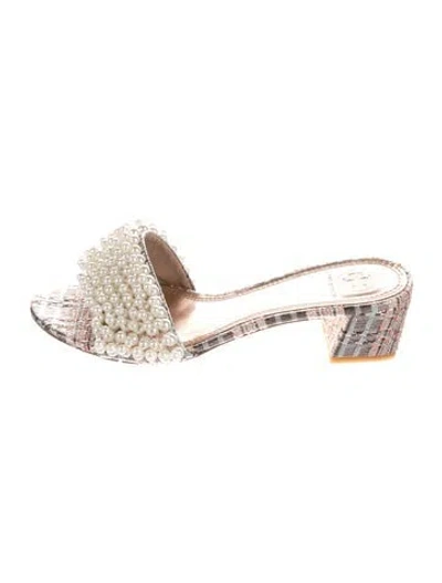 Pre-owned Tory Burch Beaded Accents Slides