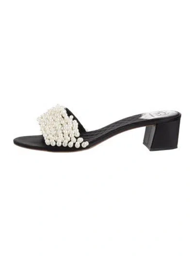 Pre-owned Tory Burch Beaded Accents Slides In Black