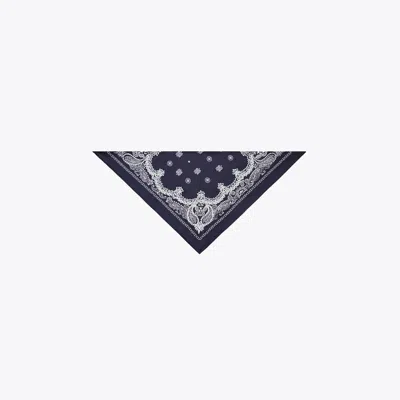 Tory Burch Beaded Bandana Triangle Scarf In Blue