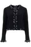 Tory Burch Sequined Wool Caridgan In Black