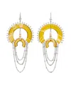 Tory Burch Bead And Resin Chandelier Earrings In Silver