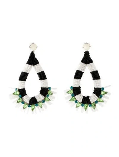 Pre-owned Tory Burch Beaded Crystal Teardrop Earrings In Multi