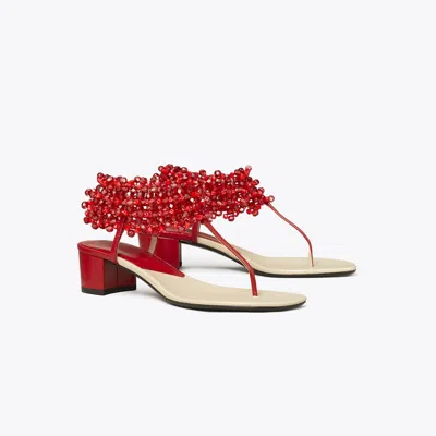 Tory Burch Beaded Heeled Sandal In Multi