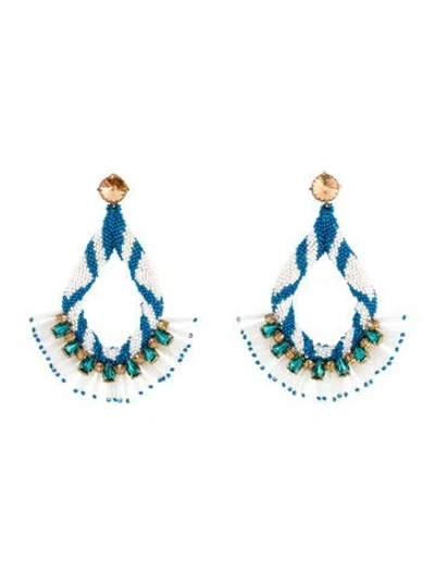 Pre-owned Tory Burch Beaded Statement Drop Earrings In Multi
