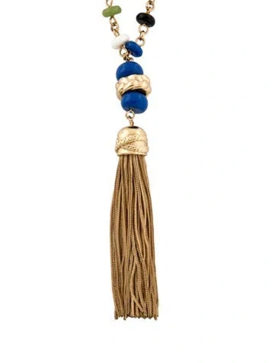 Pre-owned Tory Burch Beaded Tassel Pendant Necklace, 33" In Multi