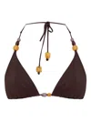 Tory Burch Beaded Triangle Bikini In Brown