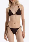 Tory Burch Beaded Triangle Bikini Top In Brown