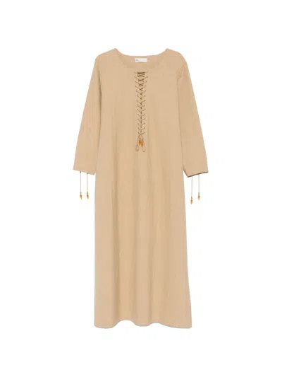 Tory Burch 亚麻长罩衫裙 In Neutral