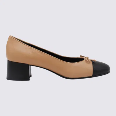 Tory Burch Beige And Black Leather Pumps